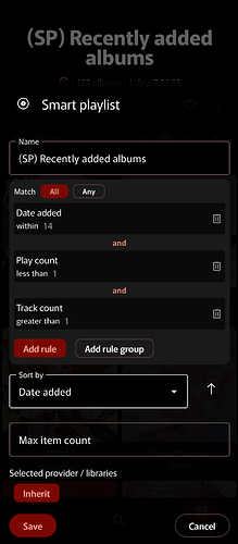 Playlist Setup - Recent Albums
