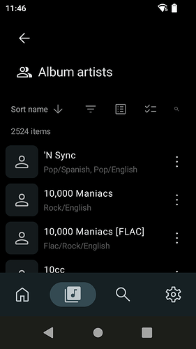 album artists - smaller search icon